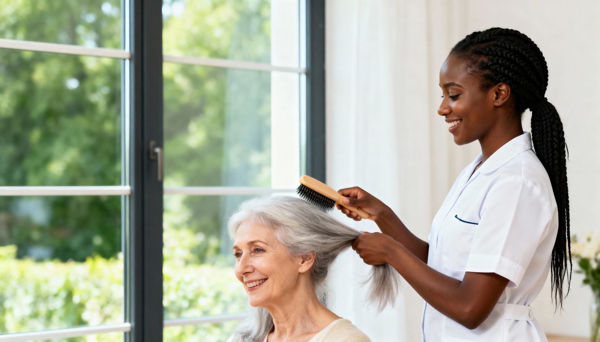Auxiliaire de vie EDENYS MANDAT prodiguant des soins d'hygiène à domicile — rejoignez notre équipe